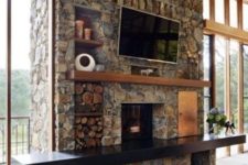 creative built-in firewood storage solution