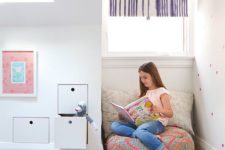 11 an awkward nook in a kids’ room can be used as a cozy reading space with bean bag chairs