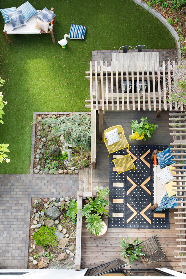 There's a large terrace for reading and spending time outside, with lots of greenery