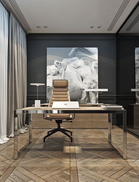 25 Gorgeous Home Offices With Black Walls - DigsDigs