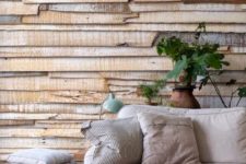 accent wall made of raw wood