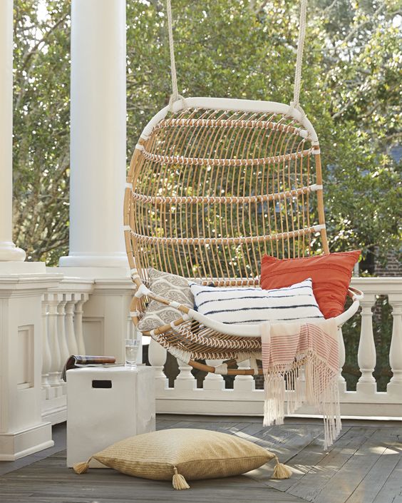 choose some time for relaxing and go to your hanging chair with pillows and blankets