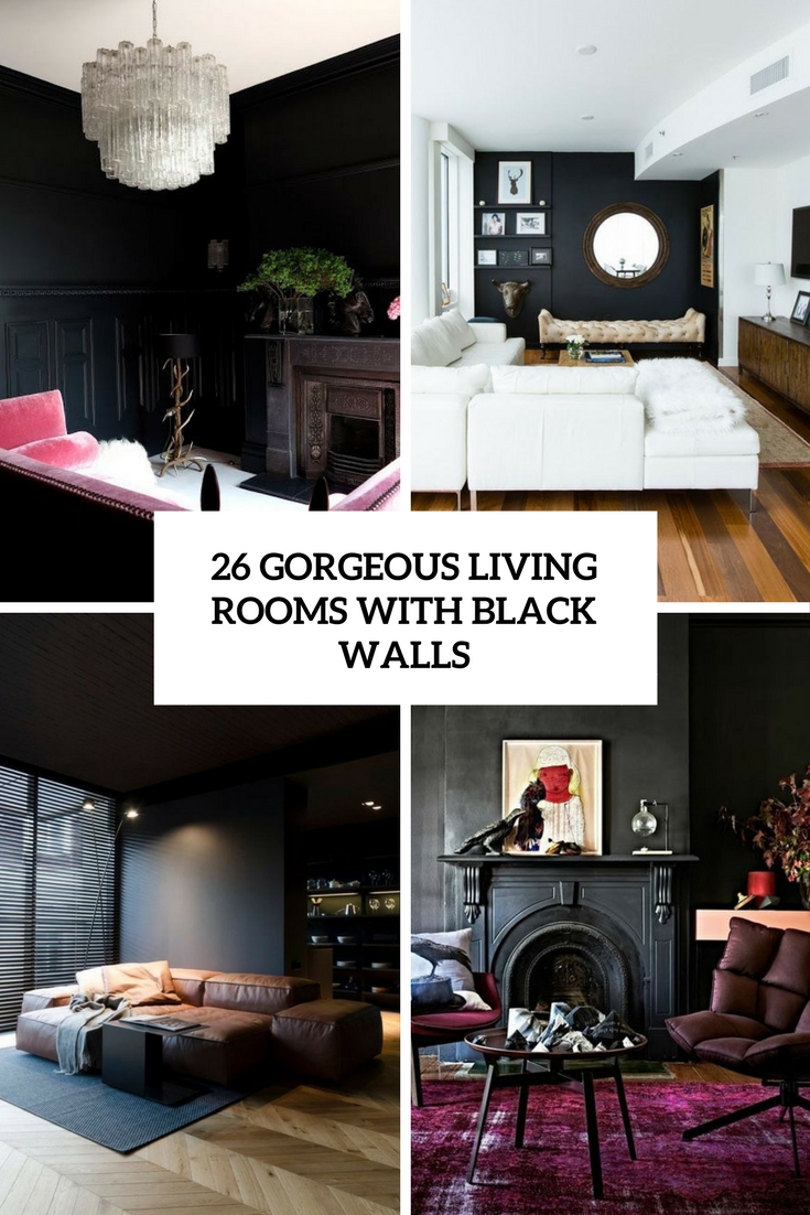 gorgeous living rooms with black walls cover