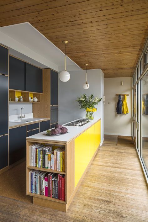 cover the kitchen island in yellow - such a change isn't difficult and you can always change it