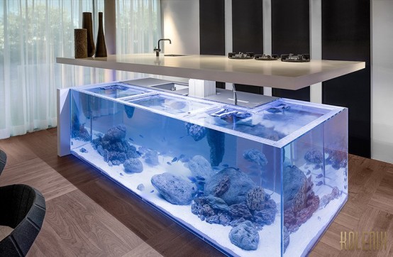 Aquarium kitchen island by Robert Kolenik