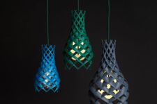 01 Ruche are eye-catchy lamps made by 3D printing in various bold colors