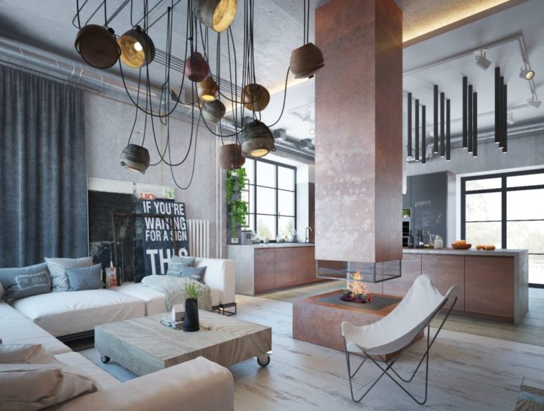 This industrial residence shatters the design stereotypes connected with industrial interiors