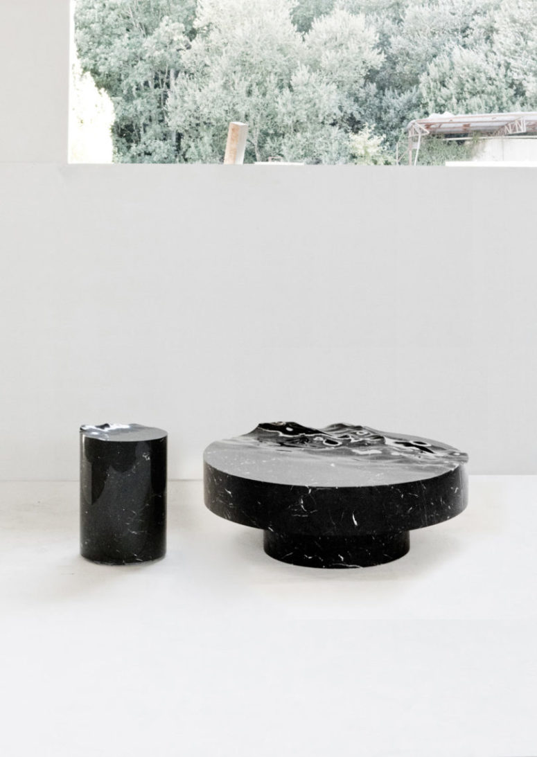 The pieces look as if the rippling ocean water froze in time, which is fantastic for such a material