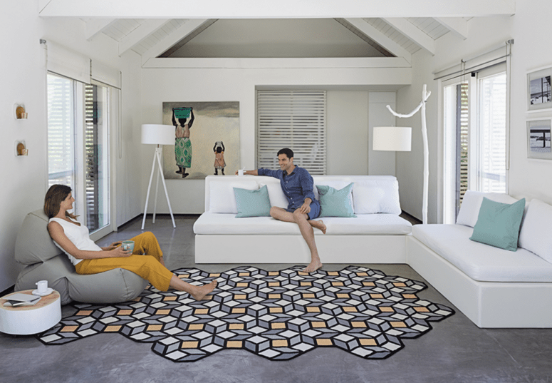This is Parquet Rhomb, it's done in shades of grey, white and yellow