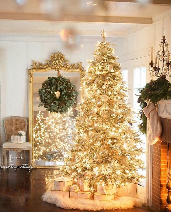 Christmas Trees Decorated Gold