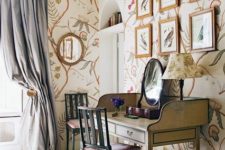 floral wallpaper for a home office decor