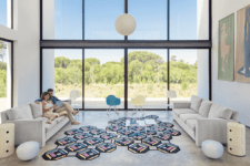 03 This is Parquet Tetragon rug in blue, pink, grey and black
