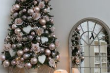 03 champagne, copper and silver Christmas tree decor with a shabby chic feel