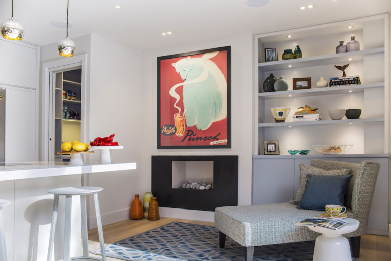 Fireplaces, working and non-working ones, make nooks of this home cozier