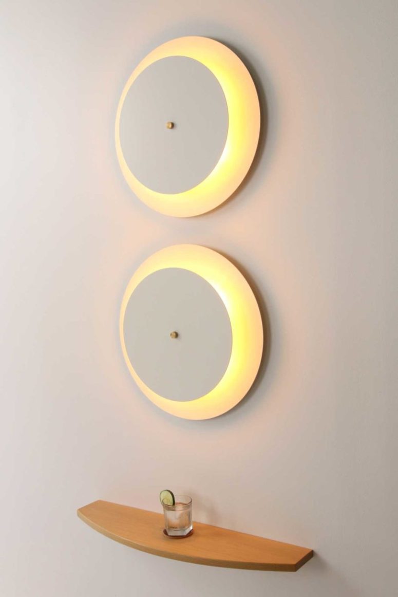 The wall sconces are also available in white, and you can create various combos of them