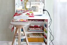 05 a small sewing nook in a cabinet can be hidden any time and won’t take much space