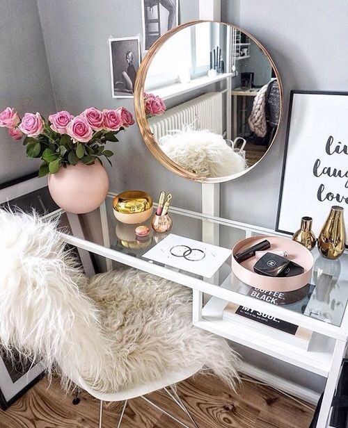 IKEA's Vittsjo desk is an ideal vanity - it's ethereal due to the sheer look and features storage