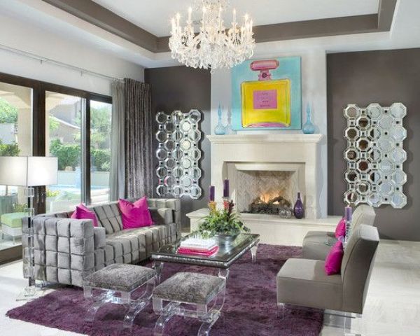 a shades of grey can be spruced up with purple, hot pink and creamy shades