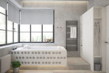 10 The bathtub is also interesting, and the bathroom tiles remind of concrete shades