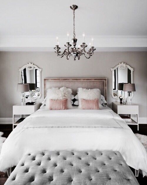 pink velvet pillows and white faux fur pillows to make the space glam
