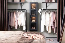 15 hide your closet in the bedroom behind curtains and make it invisible whenever you want