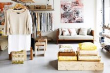 21 a large open space with cool makeshift closets used for space separating
