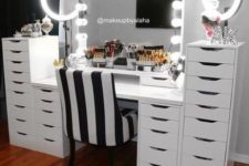 23 makeup lights on the mirror and two mirrors with light frames are great for makeup