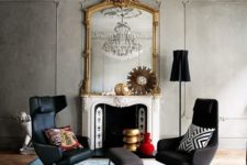 24 vintage glam with a dramatic effect, a large vintage mirror and a crystal chandelier for a cool look