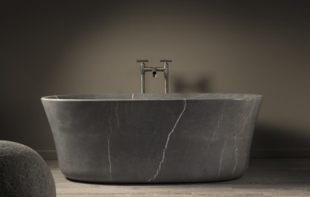 Graceful Calma Bathtub Of Monolithic Stone Blocks