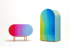 01 Color Flow is a unique furniture collection that changes shades and features cool futuristic shapes