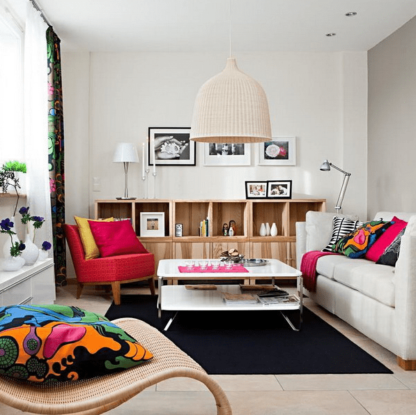 Dynamic And Lively Living Room With IKEA Furniture