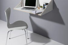 01 Twofold desk is a modern wall-mounted piece and shelf in one, which is ideal for any small space