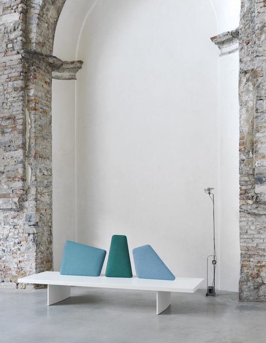 The asymmetric pillows in the back of the bench will remind you of uneven edges and angles of glaciers The asymmetric pillows in the back of the bench will remind you of uneven edges and angles of glaciers