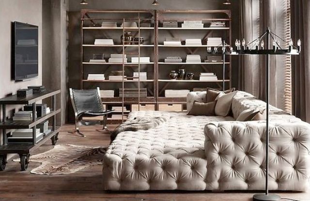 the most part of the room is taken with a large diamond upholstery sofa, which makes it feel smaller
