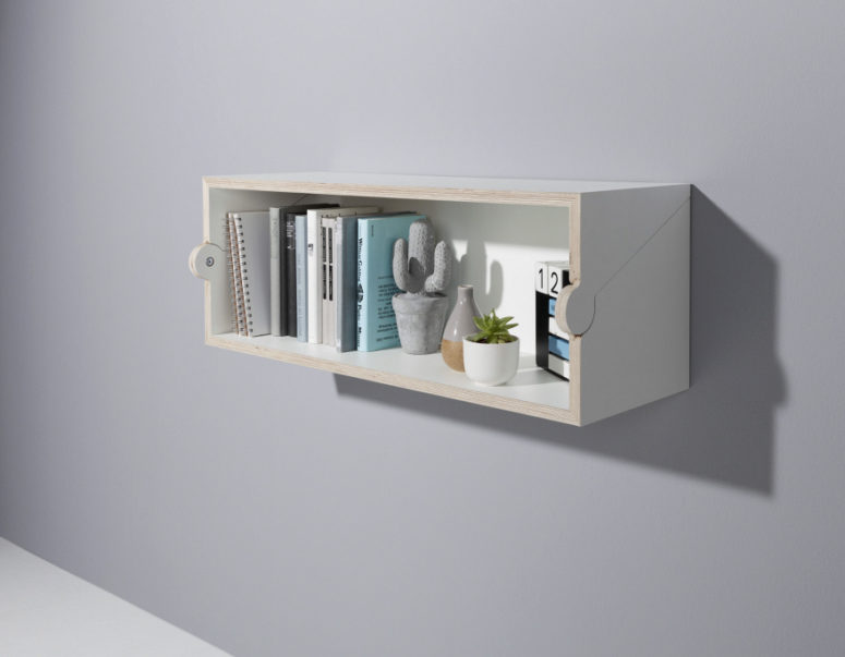 simple creative bookshelf Here's how the shelf looks, it can be used as a bookshelf or a usual shelf, and the top can be used, too