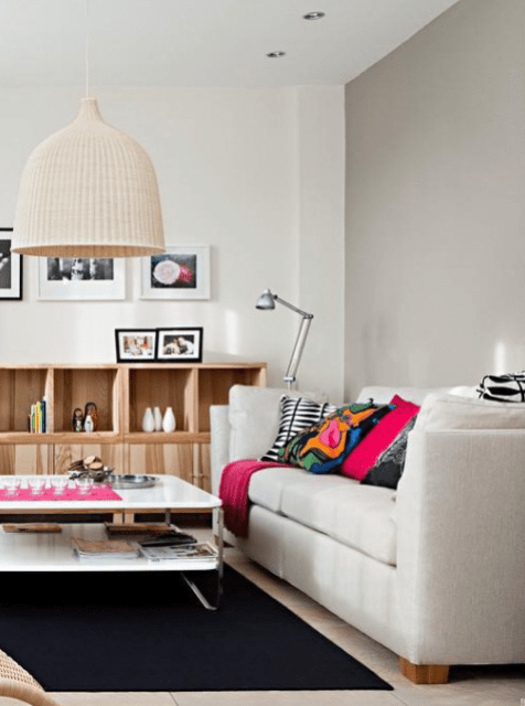 There's wooden furniture, some wicker touches and lots of bold accents