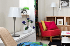 bold upholstery used to decorate a living room
