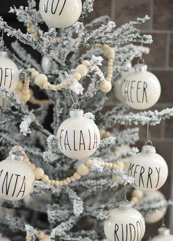decorate your snowy Christmas tree with black and white ornaments - make them yourself