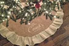 10 a burlap Christmas tree skirt is easy to make an is very budget-friendly