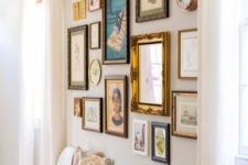 16 a vintage-inspired gallery wall with mismatching frames of various sizes and looks