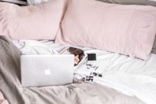 17 grey, white and pink bedding is great for a cozy pastel space