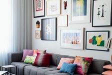 22 a colorful gallery wall to add color and prints to your space