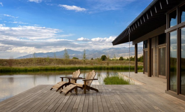 There are two man-made ponds full of trout and a deck over them to enjoy the sunlight