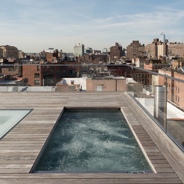 gorgeous rooftop hot tub pool The hot tub pool seems to be installed right in the deck and it was custom made for the terrace