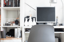 small workspace with lots of cool ikea furniture