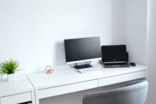 08 a clean and minimalist working space with Micke desk and a drawer unit