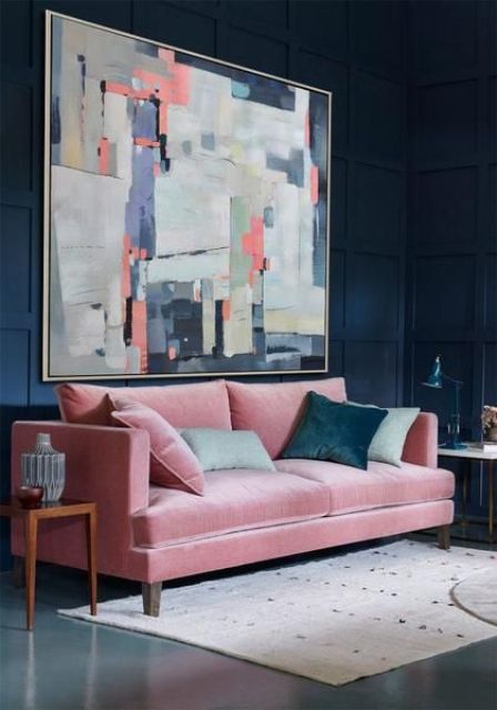 a contemporary colorful artwork stands out in this space