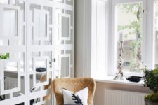 08 gorgeous mirror framed doors with a geometric pattern make a Pax wardrobe really amazing