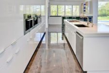 09 elegant epoxy floors installed in the kitchen because they are super resistant