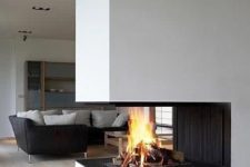 13 a double fireplace will not only bring coziness everywhere but also become a focal point in both spaces